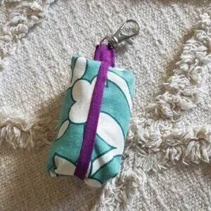 Turquoise Green Floral Doggy DOO Doggy Poo Bag Holder Pouch Zero Waste Handmade